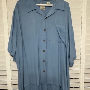 Silk Blue Button-Up Shirt